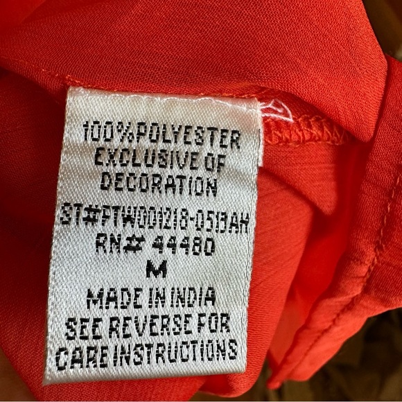 Love, Fire Orange Sheer Embroidered Caftan M - Picture 8 of 11